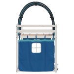vidaXL Pat supraetajat cu perdele, albastru, 90x190 cm, lemn masiv pin