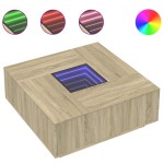 vidaXL Măsuță de cafea cu LED infinity, stejar sonoma, 100x100x40 cm vidaXL Măsuță de cafea cu LED infinity, stejar sonoma, 100x100x40 cm