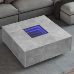 vidaXL Măsuță de cafea cu LED infinity, gri beton, 100x100x40 cm vidaXL Măsuță de cafea cu LED infinity, gri beton, 100x100x40 cm