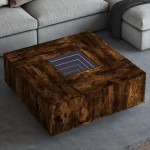 vidaXL Măsuță de cafea cu LED infinity, stejar fumuriu, 100x100x40 cm vidaXL Măsuță de cafea cu LED infinity, stejar fumuriu, 100x100x40 cm