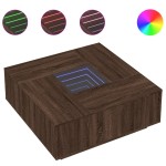 vidaXL Măsuță de cafea cu LED infinity, stejar maro, 100x100x40 cm