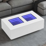 vidaXL Măsuță de cafea cu LED infinity, alb, 116x69x40 cm vidaXL Măsuță de cafea cu LED infinity, alb, 116x69x40 cm