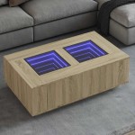 vidaXL Măsuță de cafea cu LED infinity, stejar sonoma, 116x69x40 cm vidaXL Măsuță de cafea cu LED infinity, stejar sonoma, 116x69x40 cm