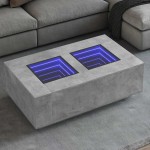 vidaXL Măsuță de cafea cu LED infinity, gri beton, 116x69x40 cm vidaXL Măsuță de cafea cu LED infinity, gri beton, 116x69x40 cm