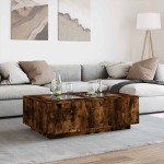 vidaXL Măsuță de cafea cu LED infinity, stejar fumuriu, 116x69x40 cm