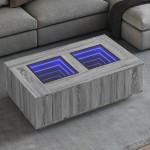 vidaXL Măsuță de cafea cu LED infinity, gri sonoma, 116x69x40 cm vidaXL Măsuță de cafea cu LED infinity, gri sonoma, 116x69x40 cm