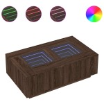 vidaXL Măsuță de cafea cu LED infinity, stejar maro, 116x69x40 cm