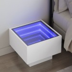 vidaXL Noptieră cu LED infinity, alb, 40x40x30 cm vidaXL Noptieră cu LED infinity, alb, 40x40x30 cm