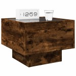 vidaXL Noptieră cu LED infinity, stejar fumuriu, 40x40x30 cm vidaXL Noptieră cu LED infinity, stejar fumuriu, 40x40x30 cm