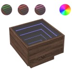 vidaXL Noptieră cu LED infinity, stejar maro, 40x40x30 cm vidaXL Noptieră cu LED infinity, stejar maro, 40x40x30 cm