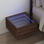 vidaXL Noptieră cu LED infinity, stejar maro, 40x40x30 cm vidaXL Noptieră cu LED infinity, stejar maro, 40x40x30 cm
