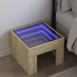 vidaXL Noptieră cu LED infinity, stejar sonoma, 40x40x30 cm vidaXL Noptieră cu LED infinity, stejar sonoma, 40x40x30 cm