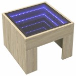 vidaXL Noptieră cu LED infinity, stejar sonoma, 40x40x30 cm vidaXL Noptieră cu LED infinity, stejar sonoma, 40x40x30 cm