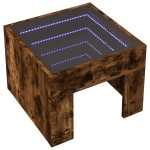 vidaXL Noptieră cu LED infinity, stejar fumuriu, 40x40x30 cm vidaXL Noptieră cu LED infinity, stejar fumuriu, 40x40x30 cm
