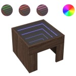 vidaXL Noptieră cu LED infinity, stejar maro, 40x40x30 cm vidaXL Noptieră cu LED infinity, stejar maro, 40x40x30 cm
