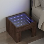 vidaXL Noptieră cu LED infinity, stejar maro, 40x40x30 cm vidaXL Noptieră cu LED infinity, stejar maro, 40x40x30 cm