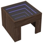 vidaXL Noptieră cu LED infinity, stejar maro, 40x40x30 cm vidaXL Noptieră cu LED infinity, stejar maro, 40x40x30 cm