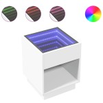 vidaXL Noptieră cu LED infinity, alb, 40x40x50 cm vidaXL Noptieră cu LED infinity, alb, 40x40x50 cm