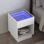 vidaXL Noptieră cu LED infinity, alb, 40x40x50 cm vidaXL Noptieră cu LED infinity, alb, 40x40x50 cm