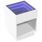 vidaXL Noptieră cu LED infinity, alb, 40x40x50 cm vidaXL Noptieră cu LED infinity, alb, 40x40x50 cm