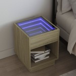 vidaXL Noptieră cu LED infinity, stejar sonoma, 40x40x50 cm vidaXL Noptieră cu LED infinity, stejar sonoma, 40x40x50 cm