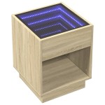 vidaXL Noptieră cu LED infinity, stejar sonoma, 40x40x50 cm vidaXL Noptieră cu LED infinity, stejar sonoma, 40x40x50 cm