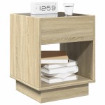vidaXL Noptieră cu LED infinity, stejar sonoma, 40x40x50 cm vidaXL Noptieră cu LED infinity, stejar sonoma, 40x40x50 cm
