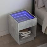 vidaXL Noptieră cu LED infinity, gri beton, 40x40x50 cm vidaXL Noptieră cu LED infinity, gri beton, 40x40x50 cm