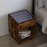 vidaXL Noptieră cu LED infinity, stejar maro, 40x40x50 cm vidaXL Noptieră cu LED infinity, stejar maro, 40x40x50 cm