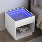 vidaXL Noptieră cu LED infinity, alb, 50x50x50 cm vidaXL Noptieră cu LED infinity, alb, 50x50x50 cm