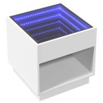 vidaXL Noptieră cu LED infinity, alb, 50x50x50 cm vidaXL Noptieră cu LED infinity, alb, 50x50x50 cm