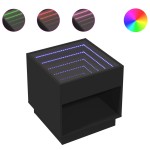 vidaXL Noptieră cu LED infinity, negru, 50x50x50 cm vidaXL Noptieră cu LED infinity, negru, 50x50x50 cm