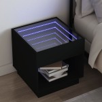 vidaXL Noptieră cu LED infinity, negru, 50x50x50 cm vidaXL Noptieră cu LED infinity, negru, 50x50x50 cm
