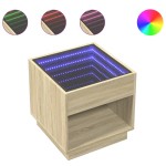 vidaXL Noptieră cu LED infinity, stejar sonoma, 50x50x50 cm vidaXL Noptieră cu LED infinity, stejar sonoma, 50x50x50 cm