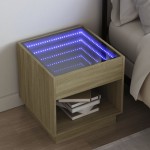 vidaXL Noptieră cu LED infinity, stejar sonoma, 50x50x50 cm vidaXL Noptieră cu LED infinity, stejar sonoma, 50x50x50 cm