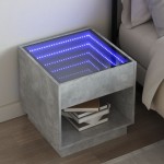 vidaXL Noptieră cu LED infinity, gri beton, 50x50x50 cm vidaXL Noptieră cu LED infinity, gri beton, 50x50x50 cm