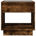 vidaXL Noptieră cu LED infinity, stejar fumuriu, 50x50x50 cm vidaXL Noptieră cu LED infinity, stejar fumuriu, 50x50x50 cm