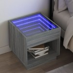 vidaXL Noptieră cu LED infinity, gri sonoma, 50x50x50 cm vidaXL Noptieră cu LED infinity, gri sonoma, 50x50x50 cm