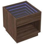 vidaXL Noptieră cu LED infinity, stejar maro, 50x50x50 cm vidaXL Noptieră cu LED infinity, stejar maro, 50x50x50 cm