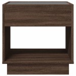 vidaXL Noptieră cu LED infinity, stejar maro, 50x50x50 cm vidaXL Noptieră cu LED infinity, stejar maro, 50x50x50 cm