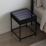 vidaXL Noptieră cu LED infinity, negru, 40x40x51 cm vidaXL Noptieră cu LED infinity, negru, 40x40x51 cm