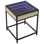vidaXL Noptieră cu LED infinity, stejar sonoma, 40x40x51 cm vidaXL Noptieră cu LED infinity, stejar sonoma, 40x40x51 cm