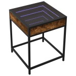 vidaXL Noptieră cu LED infinity, stejar fumuriu, 40x40x51 cm vidaXL Noptieră cu LED infinity, stejar fumuriu, 40x40x51 cm
