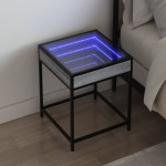 vidaXL Noptieră cu LED infinity, gri sonoma, 40x40x51 cm vidaXL Noptieră cu LED infinity, gri sonoma, 40x40x51 cm