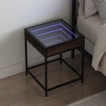 vidaXL Noptieră cu LED infinity, stejar maro, 40x40x51 cm vidaXL Noptieră cu LED infinity, stejar maro, 40x40x51 cm