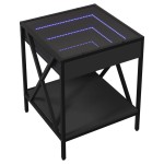 vidaXL Noptieră cu LED infinity, negru, 40x40x49 cm vidaXL Noptieră cu LED infinity, negru, 40x40x49 cm