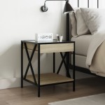 vidaXL Noptieră cu LED infinity, stejar sonoma, 40x40x49 cm vidaXL Noptieră cu LED infinity, stejar sonoma, 40x40x49 cm