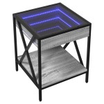 vidaXL Noptieră cu LED infinity, gri sonoma, 40x40x49 cm vidaXL Noptieră cu LED infinity, gri sonoma, 40x40x49 cm