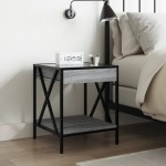 vidaXL Noptieră cu LED infinity, gri sonoma, 40x40x49 cm vidaXL Noptieră cu LED infinity, gri sonoma, 40x40x49 cm