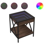 vidaXL Noptieră cu LED infinity, stejar maro, 40x40x49 cm vidaXL Noptieră cu LED infinity, stejar maro, 40x40x49 cm
